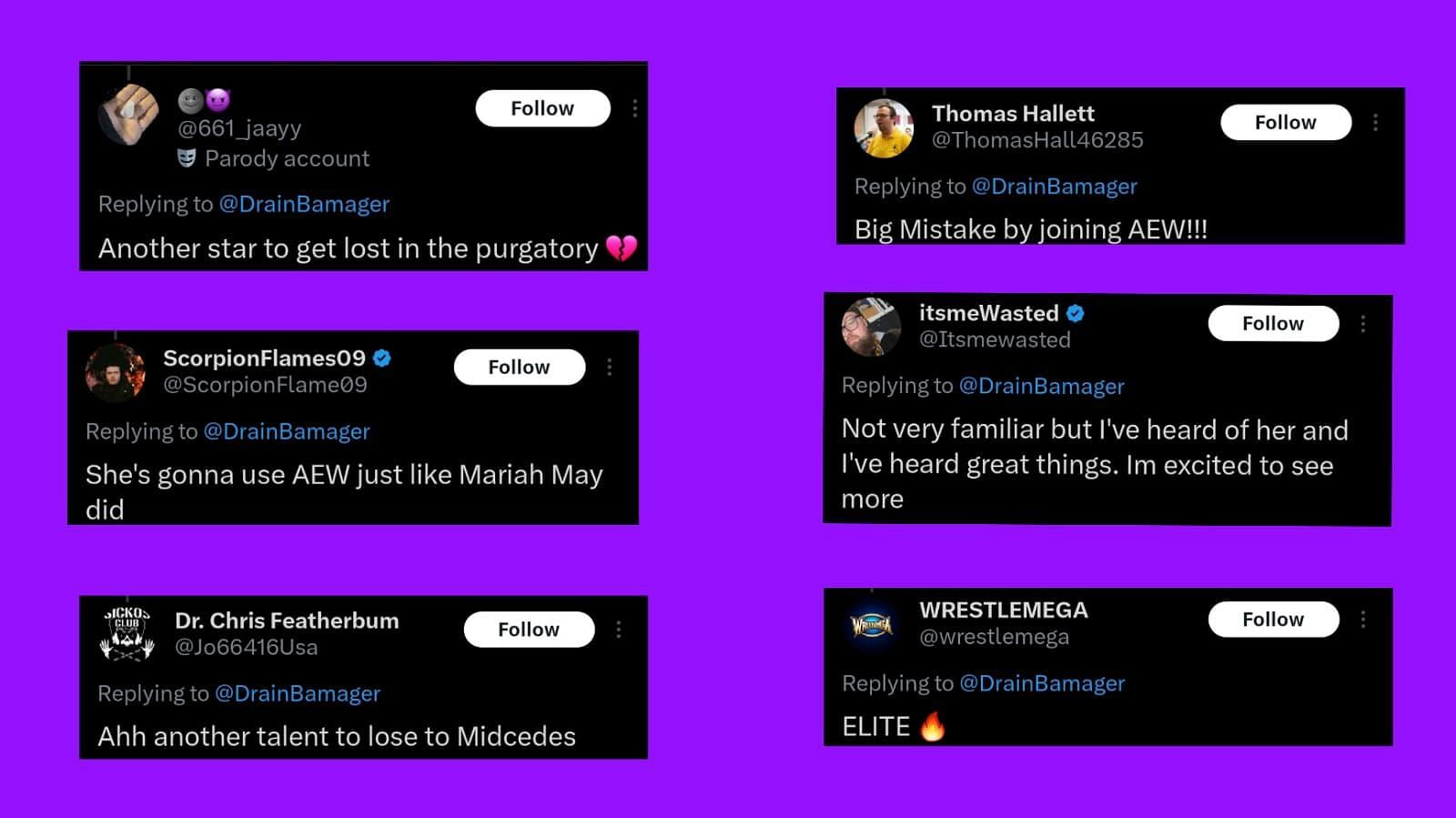 Fans react to AEW's new signing on X.